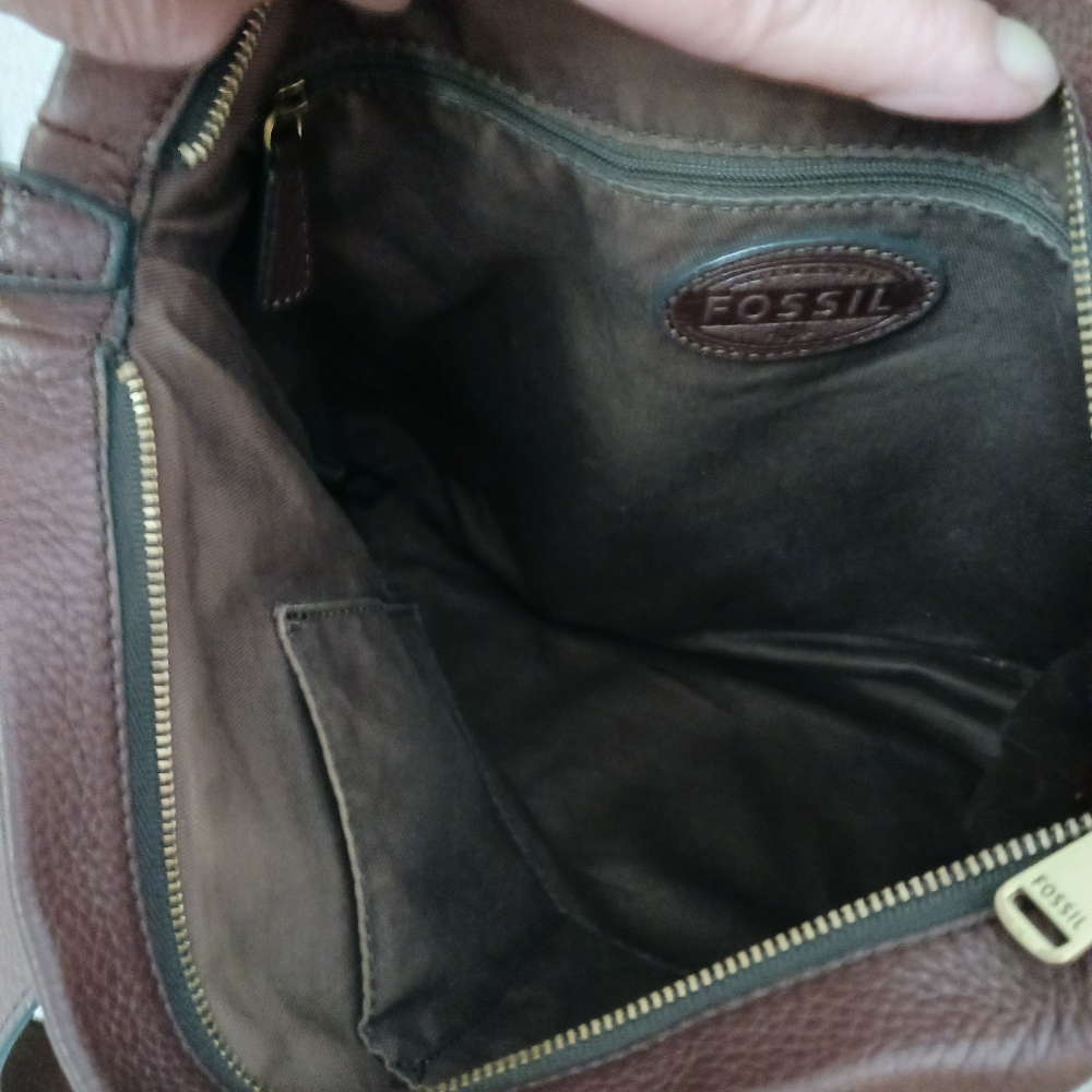 Fossil Brown Leather Satchel Bag - Picture 9 of 14